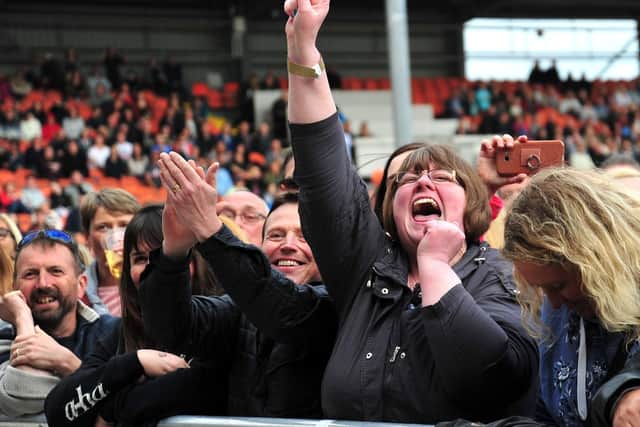 Fans at a-ha's Blackpool FC gig
