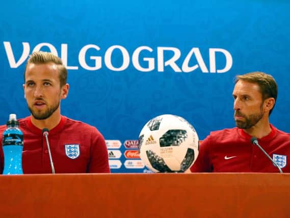 Manager Gareth Southgate and captain Harry Kane speak to the media for the final time ahead of England's game against Tunisia