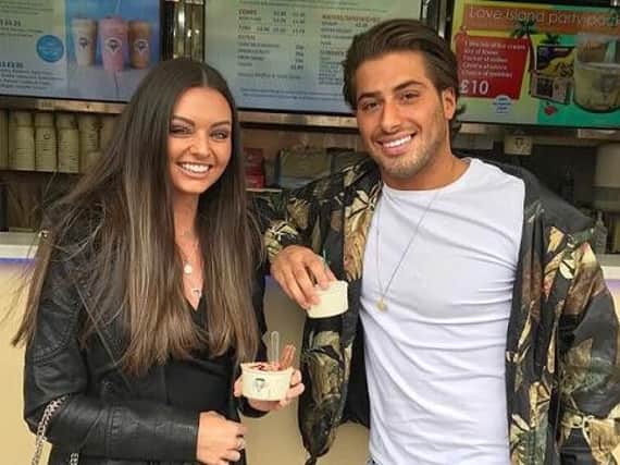 Love Island's Kendall Rae Knight with last year's winner Kem Cetinay on a date at Blackpool's Notarianni's ice cream parlour