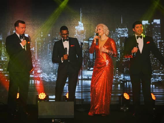 David Alacey as Frank Sinatra, Des Coleman as Sammy Davis Jnr and Paul Drakeley as Dean Martin, with special guest Charley Toulan as Marilyn Monroe