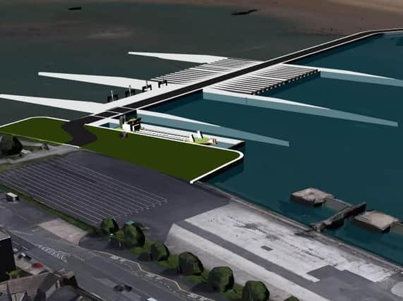 An artist's impression of how the Wyre Tidal Gateway could look