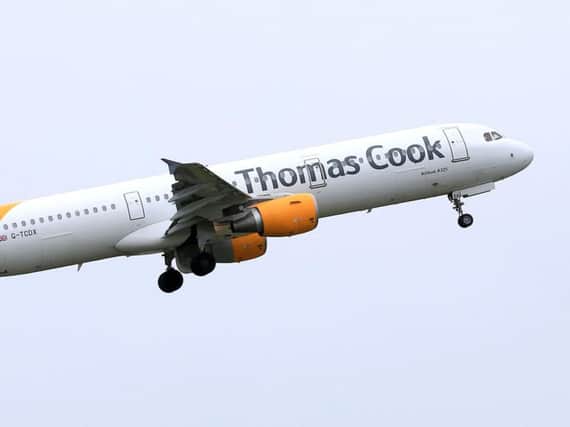 Thomas Cook plane taking off as a mother is suing the holiday company after claiming her daughter was abducted from a hotel kids club in Turkey. Photo credit: Tim Goode/PA Wire