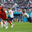 Belgium's Dedryck Boyata directs a header on goal during the FIFA World Cup Group G match at Kaliningrad Stadium.