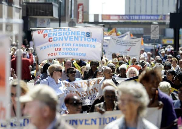 Pensioners Parliament march in Blackpool town centre