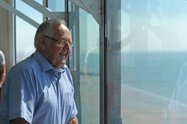John Lawson took his first ever trip to the top of Blackpool Tower at the age of 80.