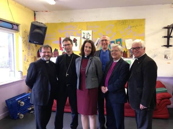 The Ven Michael Everitt, Archdeacon of Lancaster, left, with senior Lancashire clergy and, centre Rev Dr Jill Duff