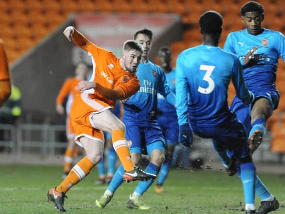 Sumner scored against Arsenal in the first leg of Blackpool's FA Youth Cup semi-final