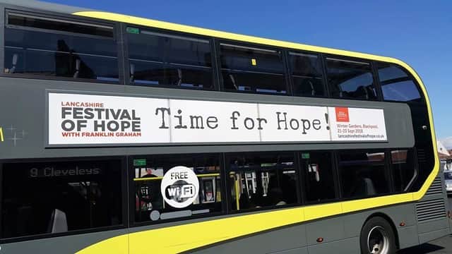 Blackpool Transport has decided to remove the adverts promoting the controversial Festival of Hope at the Winter Gardens after a public backlash