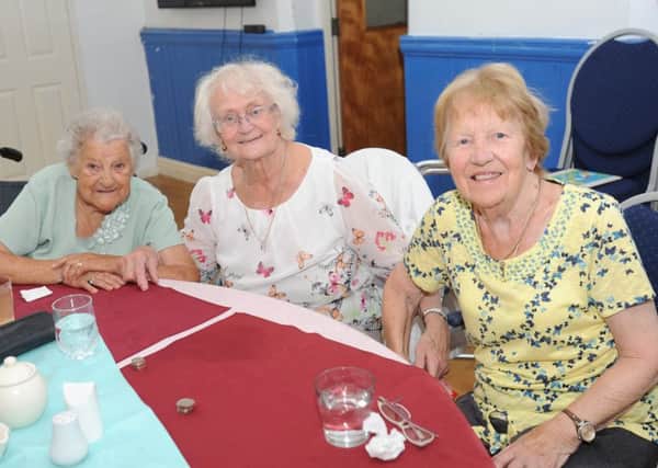100th birthday party for Jean Harling at Claremont First Step Community Centre.  Pictured are Beryl Tuppling, Sylvia Sargeant and Millicent Butterworth.