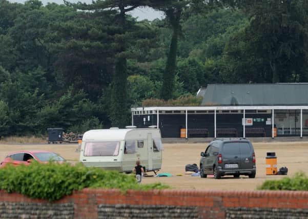 Travellers on YMCA playing fields on Seafield Road, Lytham
