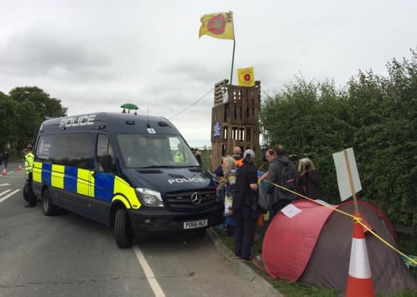 Protesters at the Preston New Road fracking site