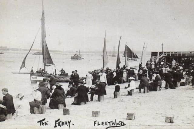 Waiting for the Knott End ferry in the days when ferry would land at Fleetwood beach
