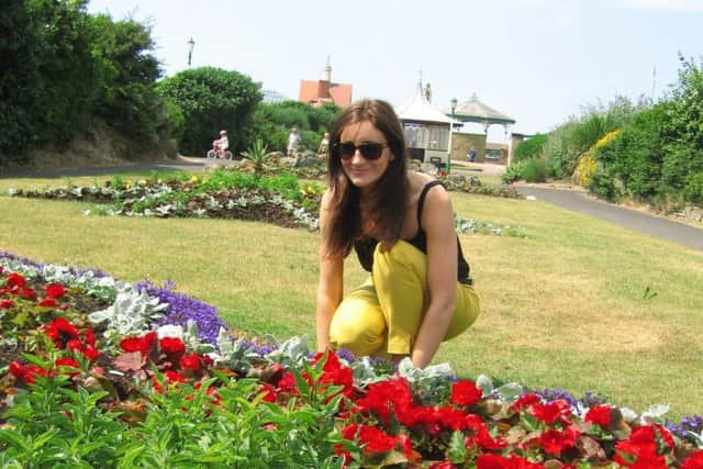 St Annes resident Holly Whittaker admires the new flower beds at St Annes' Promenade Gardens