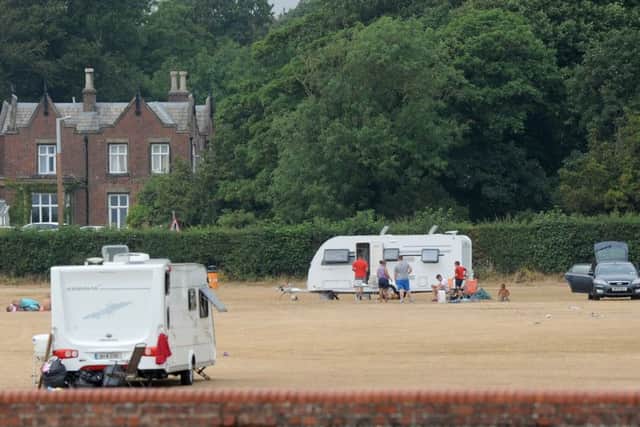 Travellers on YMCA playing fields on Seafield Road, Lytham