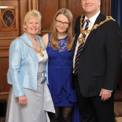 Coun Gary Coleman is made the new mayor of Blackpool.  He is pictured with mayoress Debbie Coleman and daughter Charlotte Coleman.