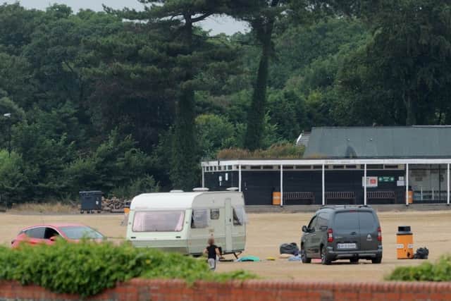 Travellers on YMCA playing fields at Seafield Road, Lytham
