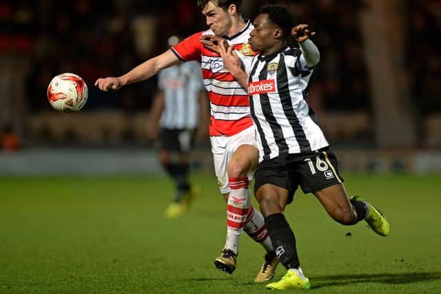 Bola, pictured in action for Notts County, has agreed a one-year deal with the option of a further 12 months