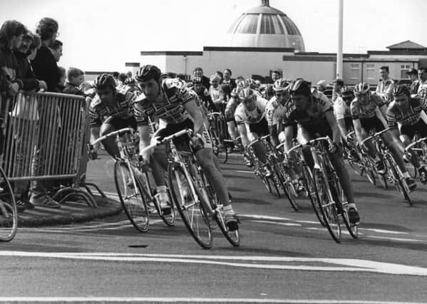 1989 final stage of the Lancashire Enterprises Tour of Lancashire in Fleetwood.  Chris Lillywhite, 36, riding for the Rayleigh-Banana team
