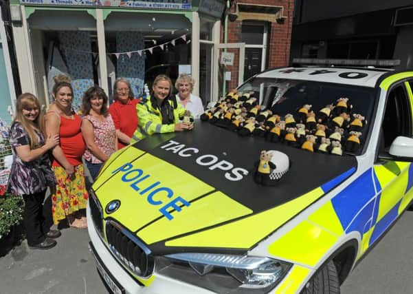 PC Dawn Conolly-Perch with the knitters at Bonney Fabrics