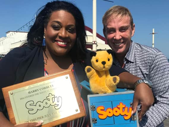 Alison Hammond and Richard Cadell reveal Sooty's new plaque on North Pier, celebrating his 70th birthday