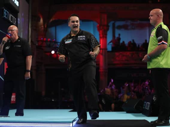 Jeffrey de Zwaan recorded the biggest shock in World Matchplay history to defeat Michael van Gerwen in the first round  Picture: LAWRENCE LUSTIG / PDC