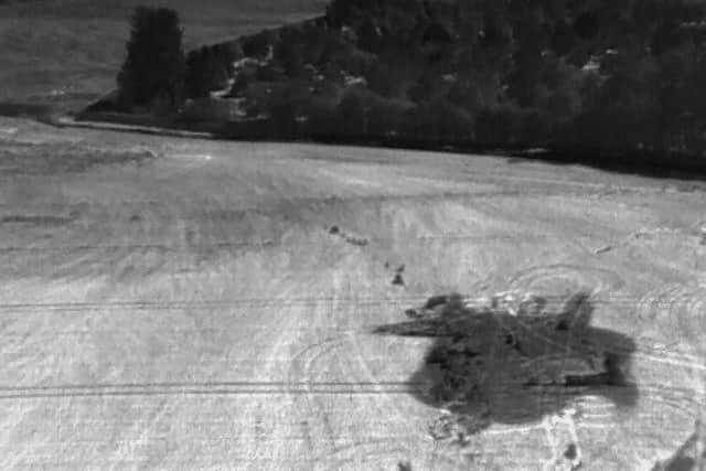 An infrared shot of the field, captured for Lancashire Fire and Rescue's drone