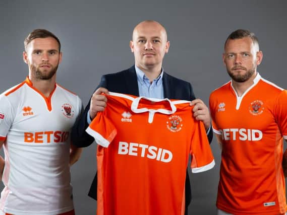 Jimmy Ryan and Jay Spearing modelling the new Blackpool kit