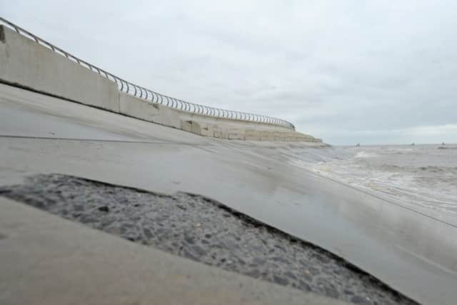 Parts of the sea wall at Anchorsholme are beginning to show signs of wear