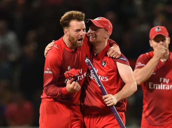 Arron Lilley celebrates Lancashire's T20 Blast triumph in 2015