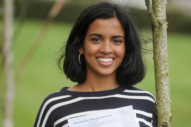 A Level results day at Blackpool Sixth Form.  Pictured is Supriya Biju.