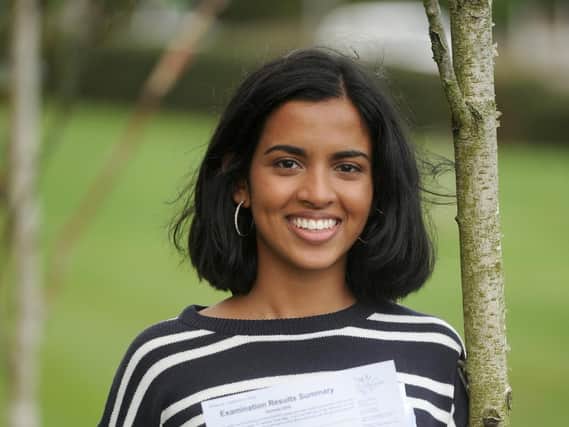 A Level results day at Blackpool Sixth Form.  Pictured is Supriya Biju.