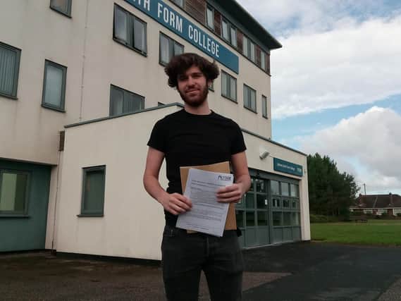 Will Hunt from St Annes collects his A-level results