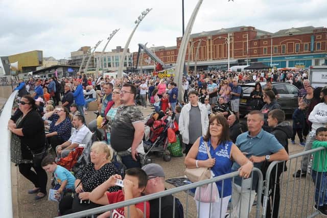 A packed promenade  on the Sunday of the Blackpool Air Show.