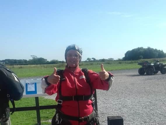 Freda Parker, 61, ready for her sky dive