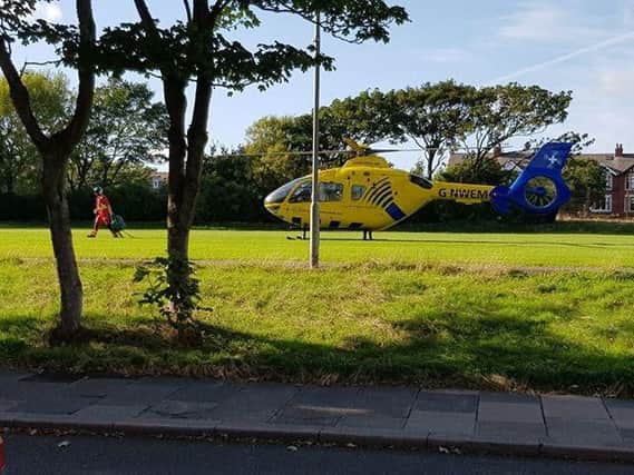 The Air Ambulance landed nearby at Claremont Fields.