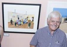 Eric Wright with his winning artwork in the Pictures for Health painting competition at Holland House Surgery