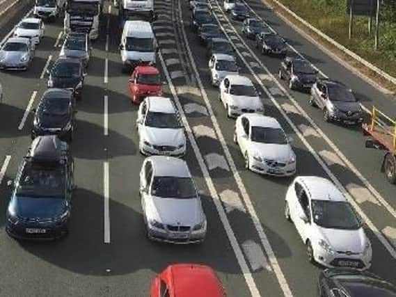 Undated stock image of cars sat in traffic on the M6 northbound