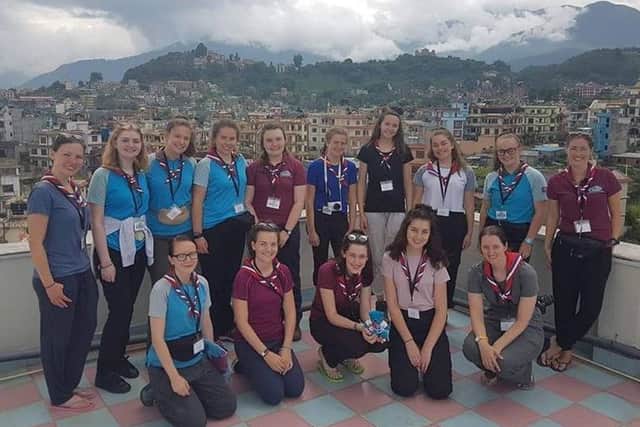 Sally Westgate from St Annes with fellow girl guides from the North West of England who travelled to Nepal  pictured in Kathmandu before flying to the mountains.