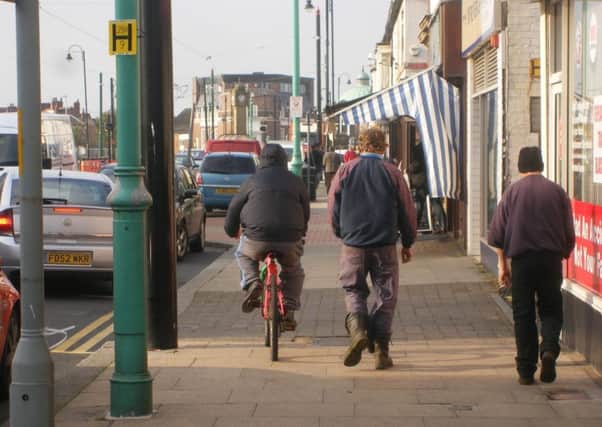 Cyclist on the pavement in Fleetwood