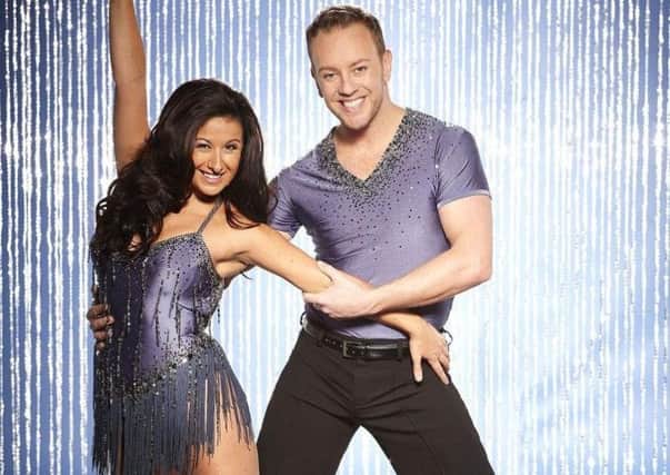 Dan Whiston with Blackpool actress Hayley Tamaddon appearing on Dancing On Ice