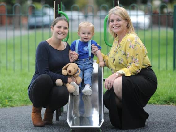 George with mum Jessica Lonsdale and grandma Kila Redfearn.