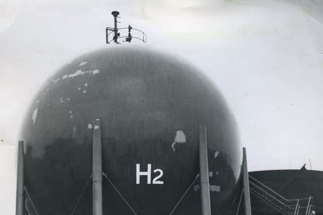 The hydrogen sphere at the ICI Mond Division Hillhouse Works, Thornton, in November 1972