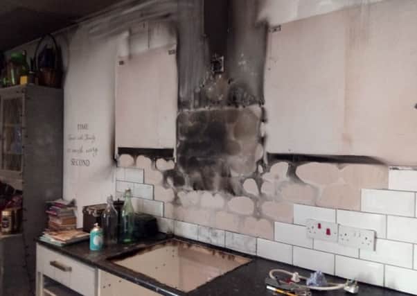 Fire damage caused to the kitchen of Nadine Rawsons home in Reads Avenue, central Blackpool, yesterday
