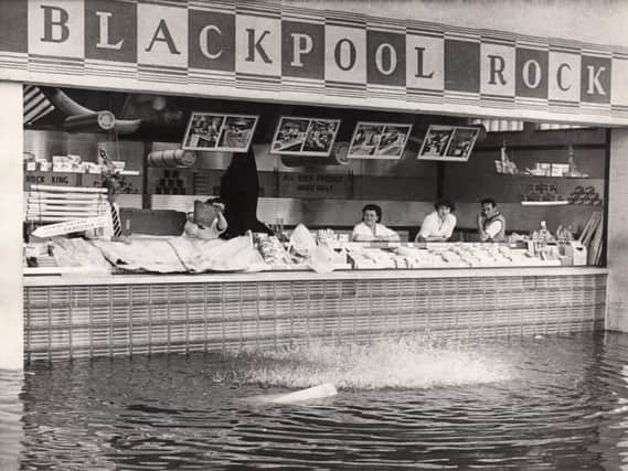 The flooded RD Blackwood and Son rock stall at the Pleasure Beach in the late 1950s