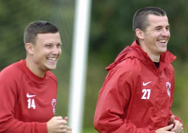 Joey Barton with Andrew Mangan when the two trained together at Fleetwood Town in 2012