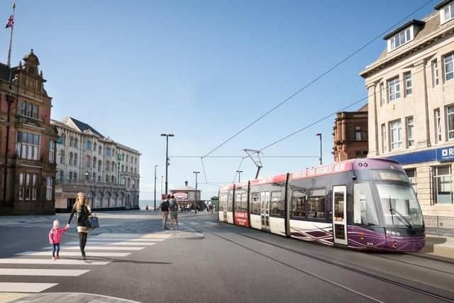 An artists impression of trams in Talbot Square