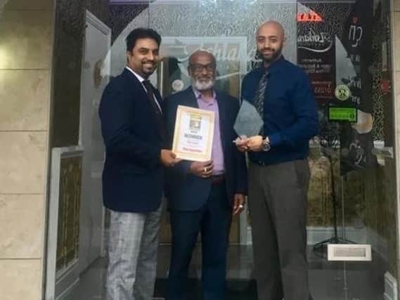 From L-R: Shah Begh, Manik Miah, and Ash Miah at Curry House of the Year 2018, Ashiana in Greenhalgh