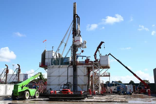 The drilling rig at Preston New Road shale gas exploration site.