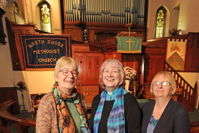 Heritage coordinator Diana Holden, minister Rev Janet Pybon and senior steward Yvonne Goulds.