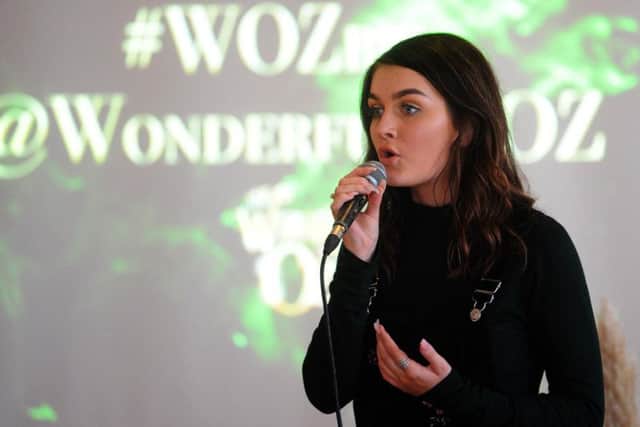 Holly Tandy sings at the Wizard Of Oz launch event